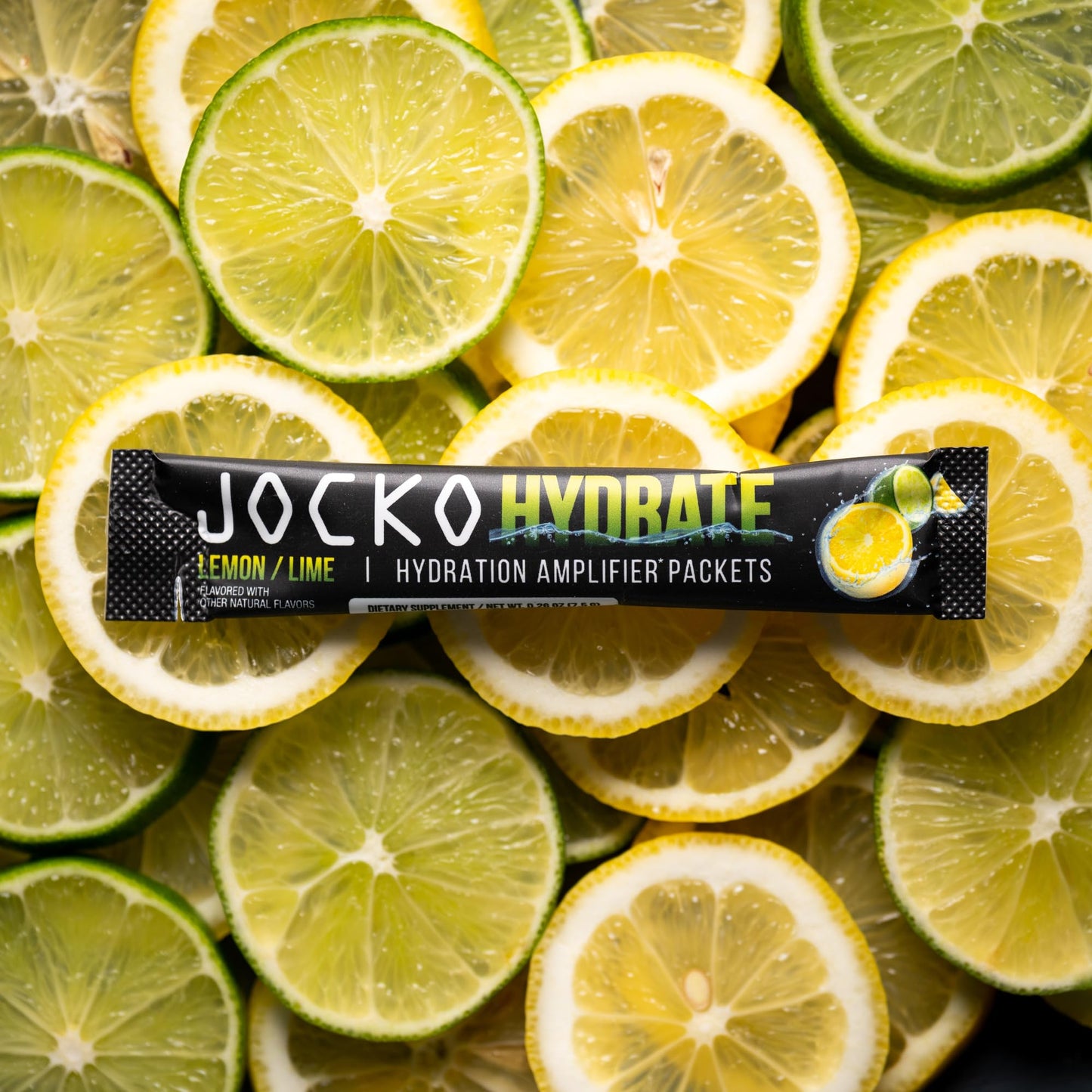 Jocko Fuel Packets Low Sugar - Hydration Amplifier Packets for Recovery, Dehydration, & Exercise - with Vitamins B6, B12 & C (16 Packets) Lemon Lime - Maple Wellness Supplements