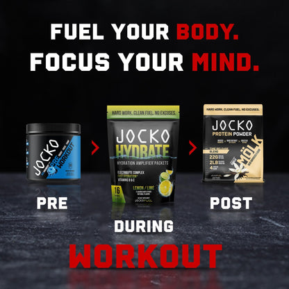 Jocko Fuel Packets Low Sugar - Hydration Amplifier Packets for Recovery, Dehydration, & Exercise - with Vitamins B6, B12 & C (16 Packets) Lemon Lime - Maple Wellness Supplements
