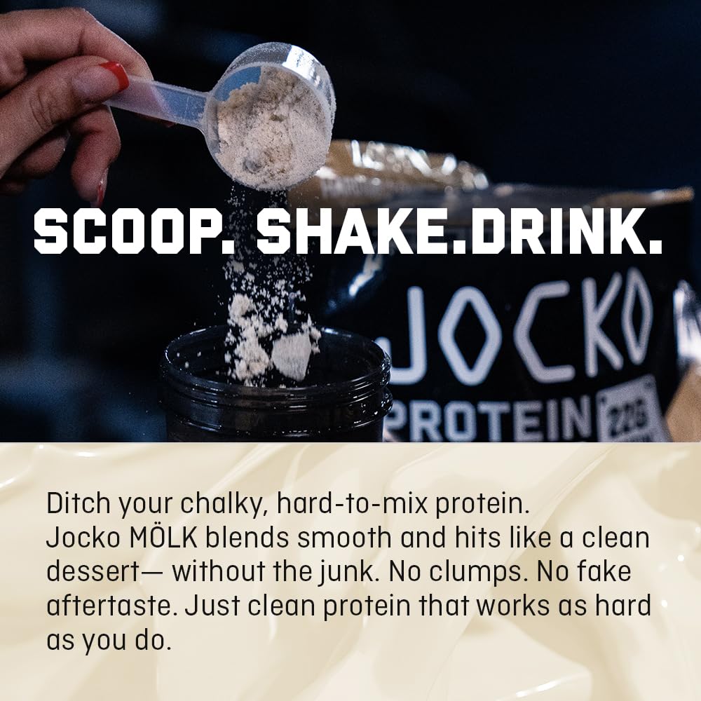 Jocko Fuel Whey Protein Powder, Vanilla Milkshake, 22g Protein, Digestive Enzymes + Probiotic Blend, No Sugar Added, with Essential Amino Acids + Electrolyte Minerals, 28 Servings - Maple Wellness Supplements