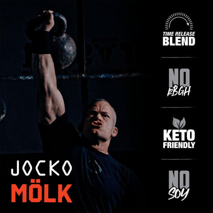Jocko Mölk Chocolate Peanut Butter Whey Protein Powder - Keto, Probiotics, Grass Fed - Maple Wellness Supplements