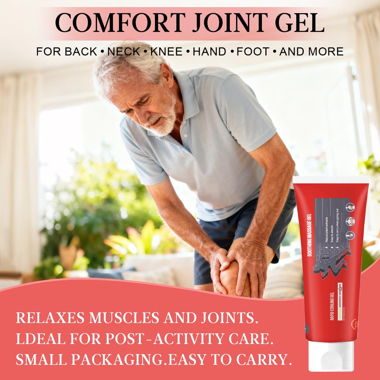 Joint Gel, Soothing Massage Cream, Joint Soothing Comfort Gel for Back, Neck, Keen, Muscle, and Foot, Absorb Quickly, Natural and Non-Greasy, 4.23OZ - Maple Wellness Supplements