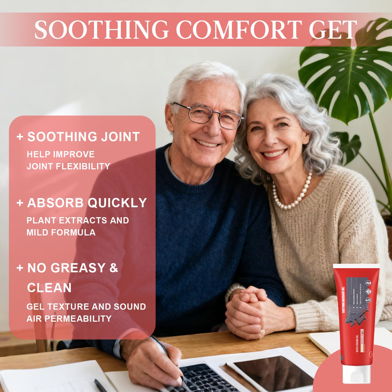 Joint Gel, Soothing Massage Cream, Joint Soothing Comfort Gel for Back, Neck, Keen, Muscle, and Foot, Absorb Quickly, Natural and Non-Greasy, 4.23OZ - Maple Wellness Supplements