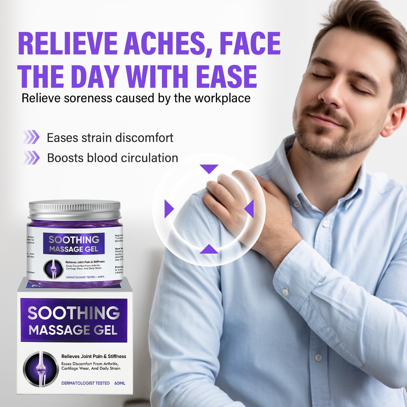 Joint Purple Gel, Fast-Absorbing Soothing Relief Massage Gel with Natural Extracts, Support Muscle, Joint, Shoulder, Knee, Back, Lumbar & Muscle Stiffness - Maple Wellness Supplements