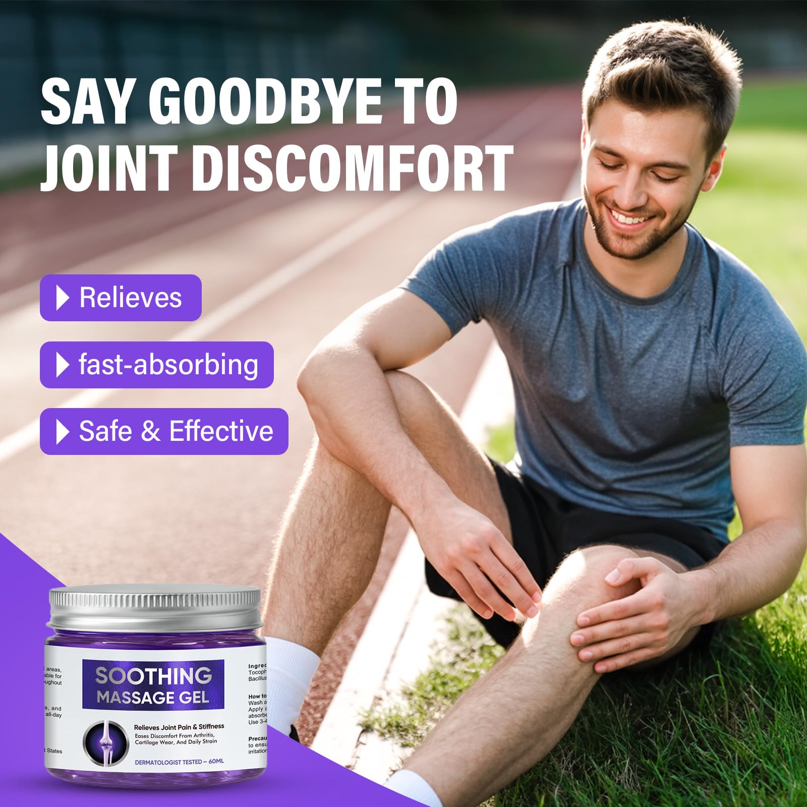 Joint Purple Gel, Fast-Absorbing Soothing Relief Massage Gel with Natural Extracts, Support Muscle, Joint, Shoulder, Knee, Back, Lumbar & Muscle Stiffness - Maple Wellness Supplements