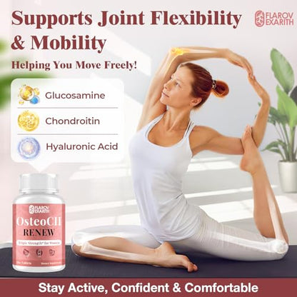 Joint Supplements for Women OsteoCII Renew Triple Strength – Advanced Joint, Bone & Skin Formula – Collagen, Glucosamine, Chondroitin, Calcium, MK-7, Vitamin D3, Hyaluronic Acid, 180 Tablets - Maple Wellness Supplements