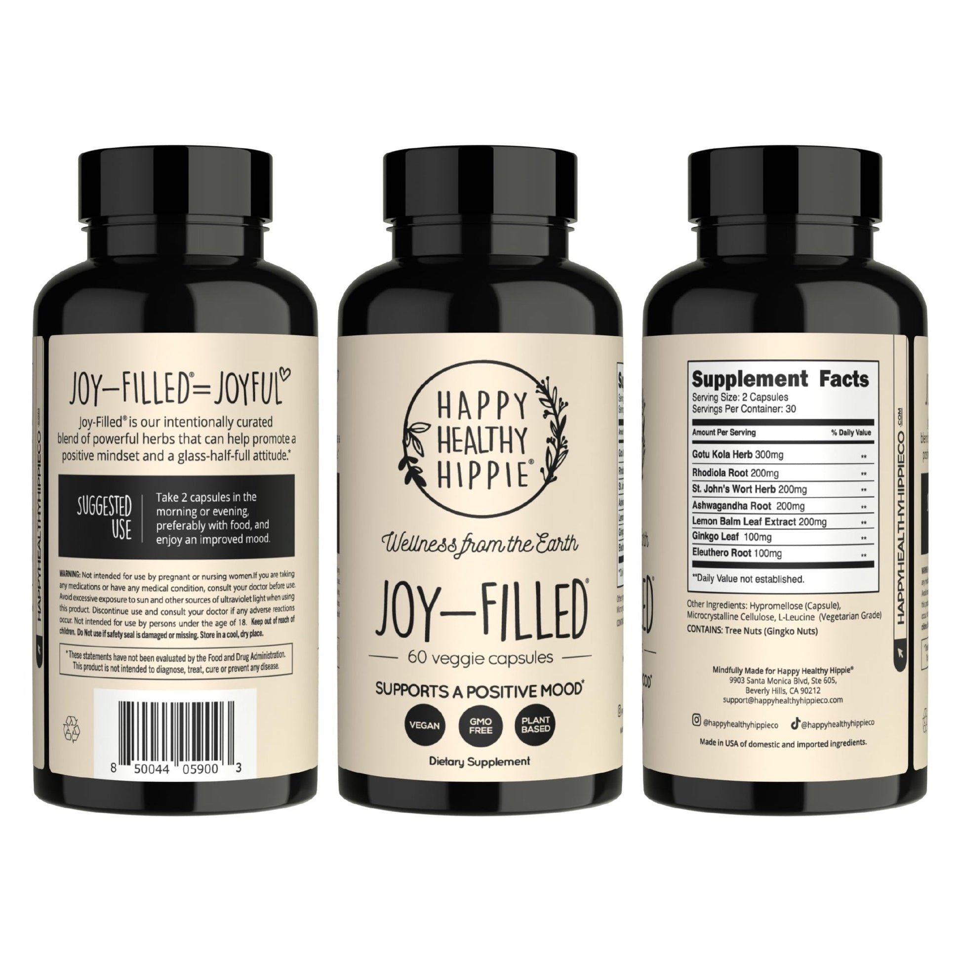 Joy-Filled Mood Support Supplement - 7 Herb Complex + St. Johns Wort | Stress Relief – Helps Calm The Mind & Body | 100% Plant-Based Happy Pills - Maple Wellness Supplements