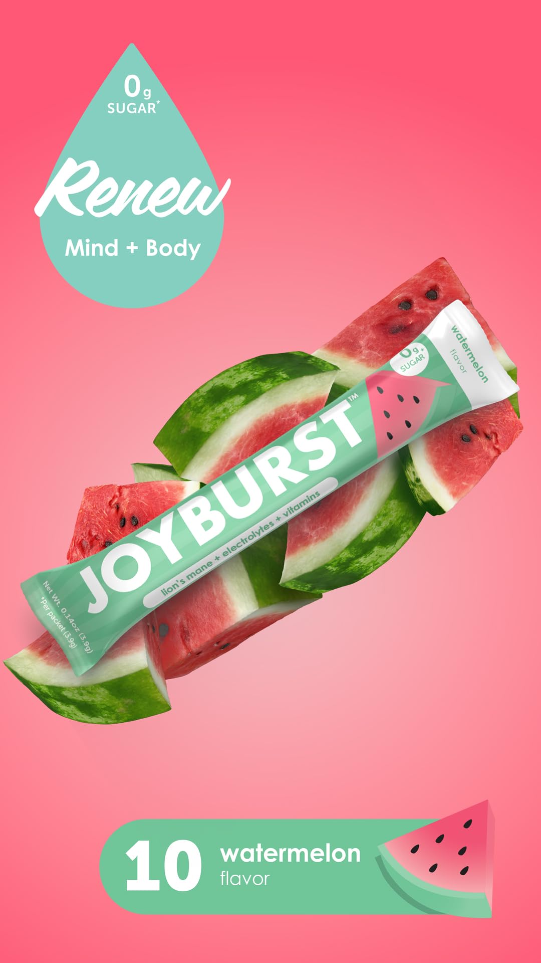 Joyburst Sugar Free Electrolytes Powder Packets, Instant Hydration Drink Mix Sticks, Variety Pack (10 Watermelon, 10 Strawberry Lemonade), Rehydrate On-The-Go - Maple Wellness Supplements