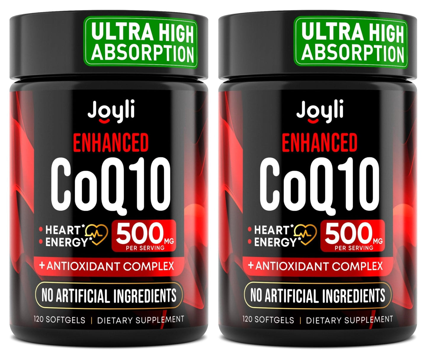 JOYLI Nutrition 2 Pack CoQ10 500mg - High Absorption Coenzyme Q10 Supplement - Co Q 10 for Energy & Vitality - Alternative to CoQ10 400mg & 300mg - 240 Softgels - Maple Wellness Supplements