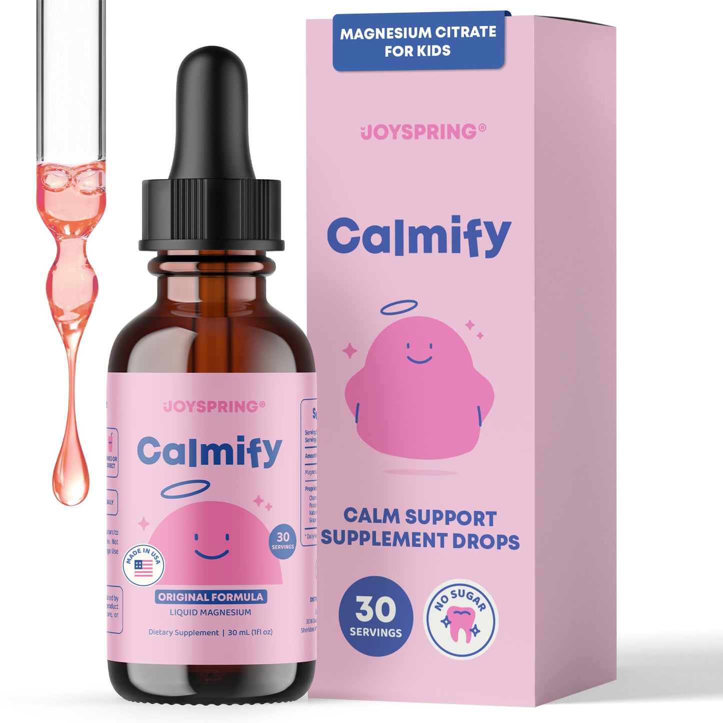 JoySpring Calmify Magnesium Citrate Liquid for Kids - Sugar-Free, Gluten-Free Calming Supplement with Chamomile - Maple Wellness Supplements