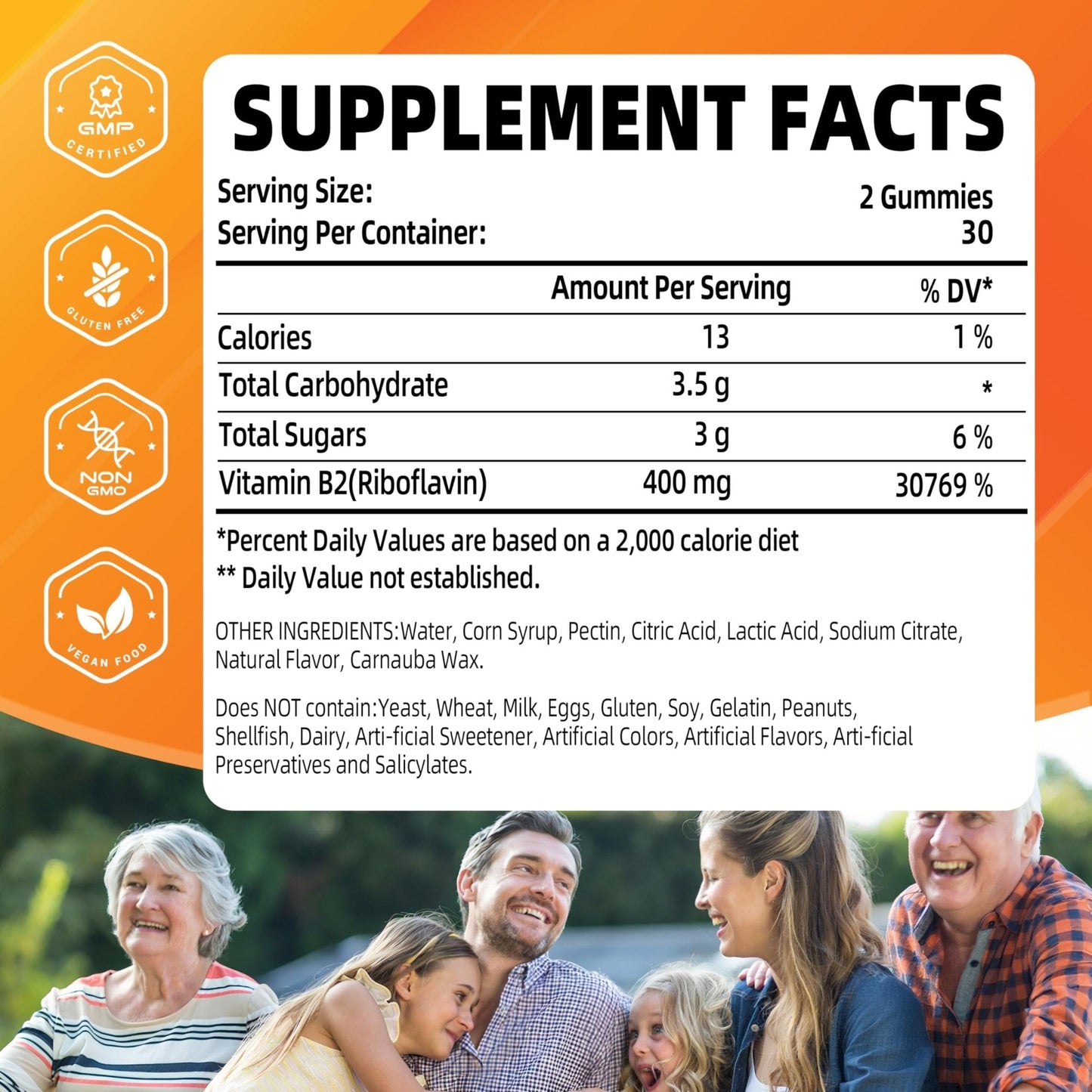 Joywiit Vitamin B2 Gummies | Riboflavin 400mg | B2 Vitamin 400mg Chewable for Adults and Kids, Migraine Relief & Energy and Nervous System Support - Maple Wellness Supplements
