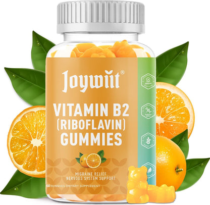 Joywiit Vitamin B2 Gummies | Riboflavin 400mg | B2 Vitamin 400mg Chewable for Adults and Kids, Migraine Relief & Energy and Nervous System Support - Maple Wellness Supplements
