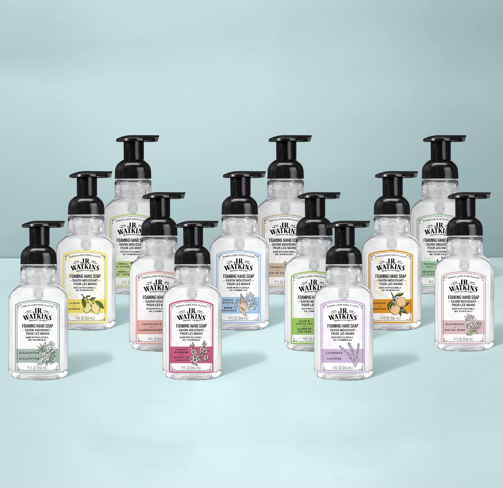 J.R. Watkins Foaming Hand Soap with Pump Dispenser, Moisturizing Foam Hand Wash, Alcohol-Free, Cruelty-Free, Citron, 9 fl oz, 3 Pack - Maple Wellness Supplements