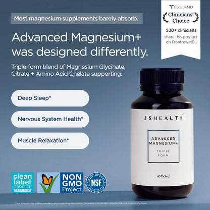 JSHealth Magnesium Supplement for Sleep. 400mg Triple-Form Glycinate, Citrate, Amino Acid Chelate - Maple Wellness Supplements