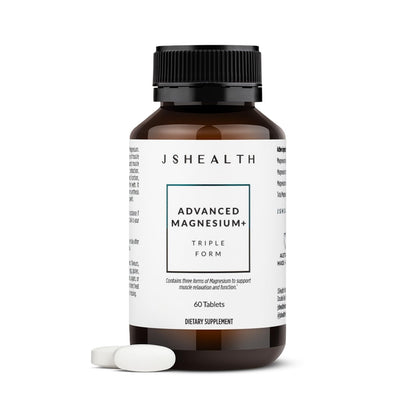 JSHealth Vitamins Advanced Magnesium Supplements with Magnesium Glycinate & Citrate for Muscle Relaxation (60 Tablets) - Maple Wellness Supplements