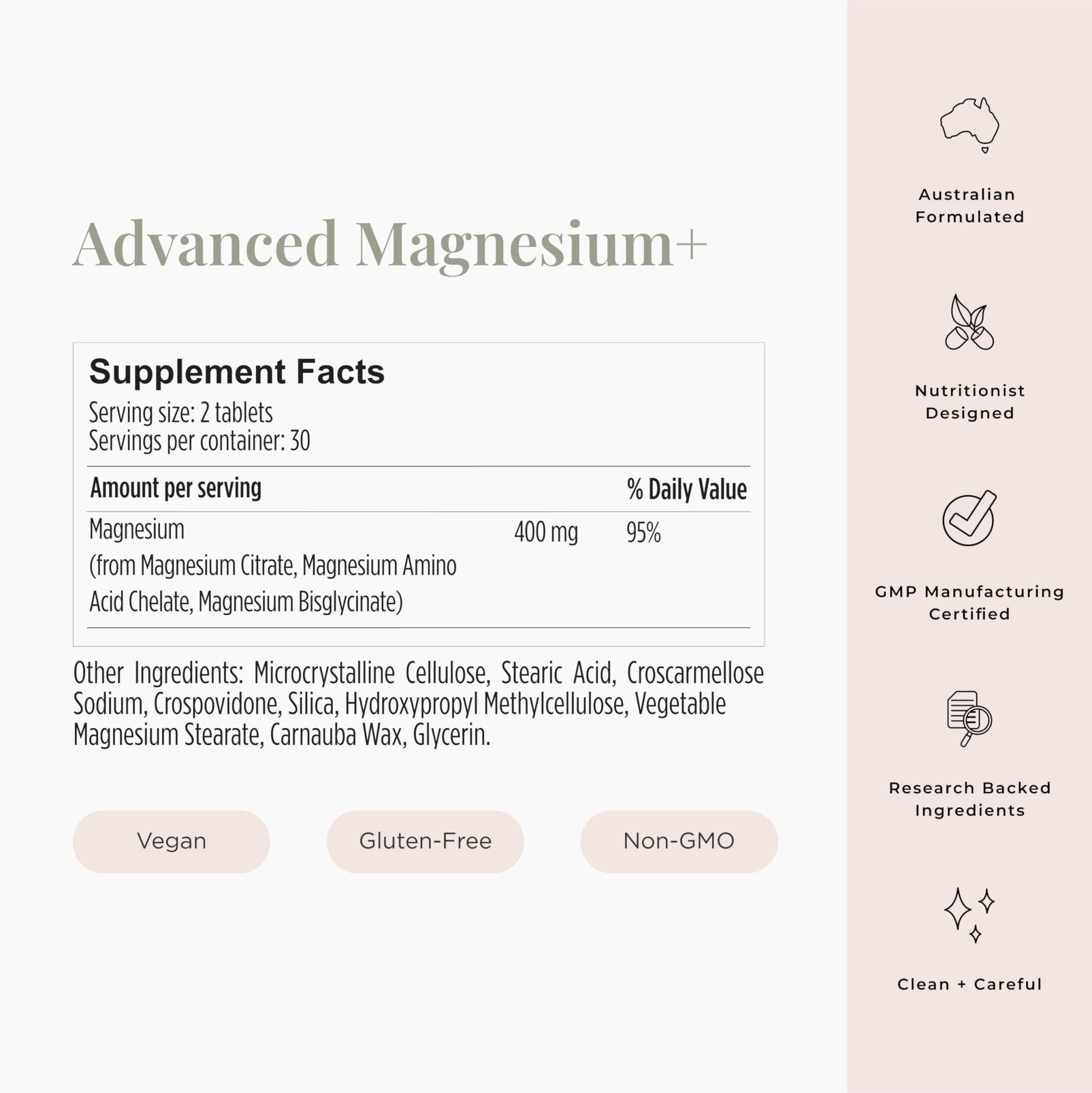 JSHealth Vitamins Advanced Magnesium Supplements with Magnesium Glycinate & Citrate for Muscle Relaxation (60 Tablets) - Maple Wellness Supplements