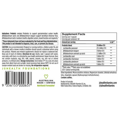 JSHealth Vitamins Gut Health and Immunity Formula | Probiotics for Women and Men | Shelf Stable Probiotic Supplement for Digestive Health and Immune Support (60) - Maple Wellness Supplements