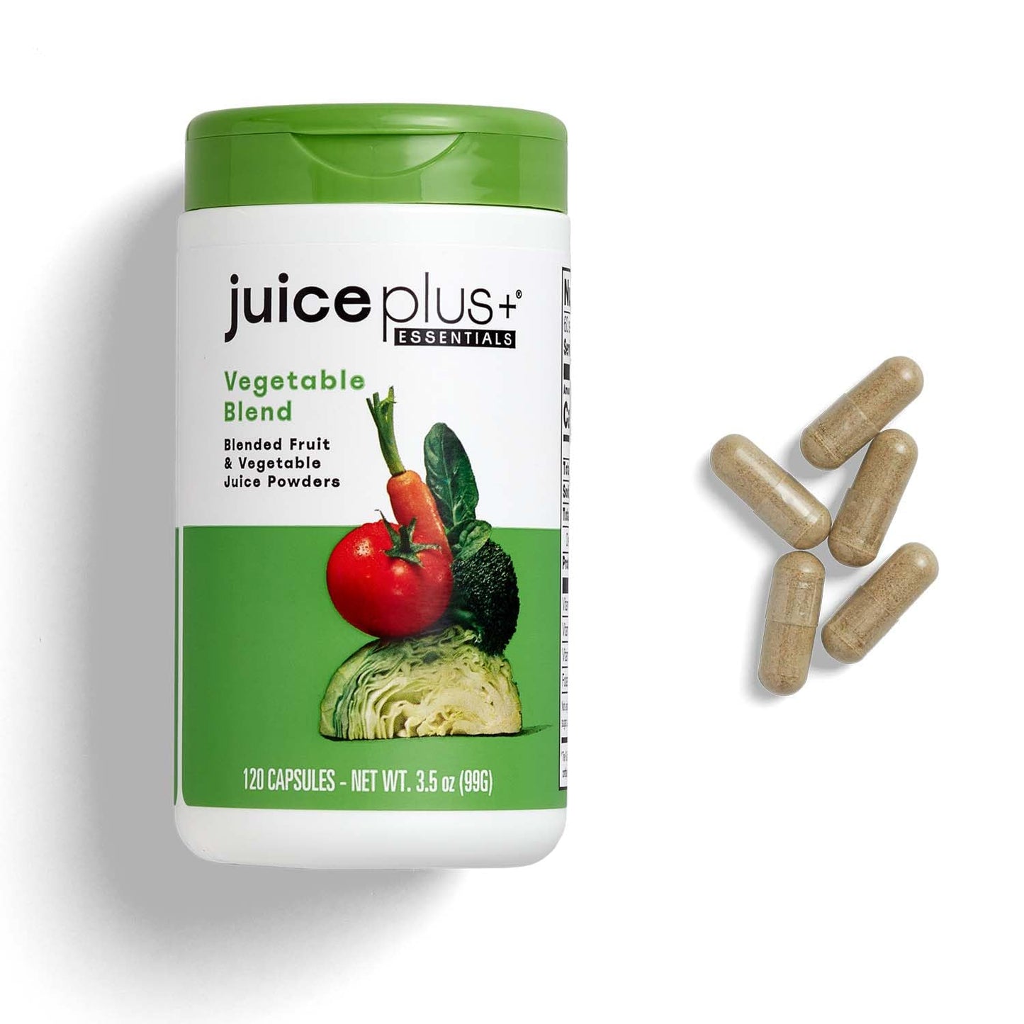 Juice Plus+ Vegetable Blend: with Broccoli, Parsley, Tomato & More - Plant-Based, Vegan, Gluten-Free, Non-GMO, Kosher - for Heart, Immune, Cognitive & Skin Health - 1 Bottle (60 Servings) - Maple Wellness Supplements