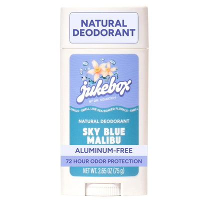 Jukebox Natural Women’s Deodorant – Aluminum Free, 72 Hour Odor Protection – Made with Arrowroot, Charcoal & Postbiotics – Sky Blue Malibu, 2.65 oz - Maple Wellness Supplements