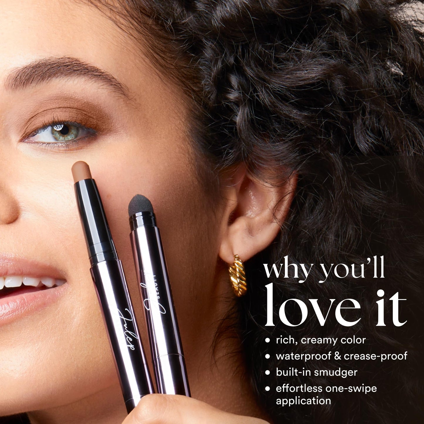 Julep Eyeshadow 101 Cream-to-Powder Waterproof Shadow Stick – Sand Shimmer – Long-Lasting, Crease-Proof, Champagne Toned Shimmer Cream Eyeshadow with Built-in Smudger - Maple Wellness Supplements
