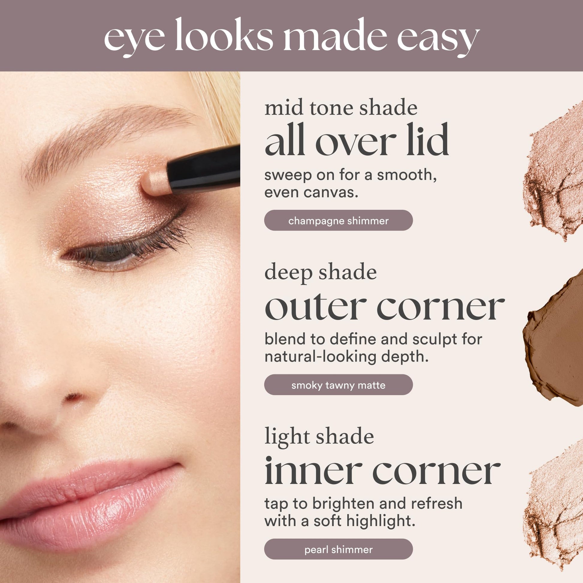 Julep Eyeshadow 101 Cream-to-Powder Waterproof Shadow Stick – Sand Shimmer – Long-Lasting, Crease-Proof, Champagne Toned Shimmer Cream Eyeshadow with Built-in Smudger - Maple Wellness Supplements
