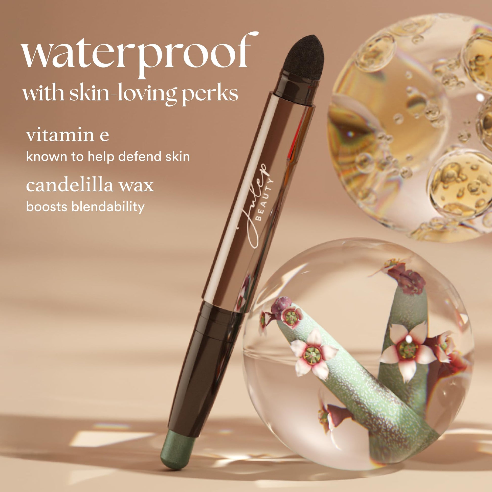 Julep Eyeshadow 101 Cream-to-Powder Waterproof Shadow Stick – Sand Shimmer – Long-Lasting, Crease-Proof, Champagne Toned Shimmer Cream Eyeshadow with Built-in Smudger - Maple Wellness Supplements