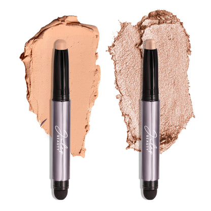 Julep Eyeshadow 101 Crème-to-Powder Waterproof Eyeshadow Stick Duo – Long-Lasting, Crease-Proof, Easy Apply with Built-in Smudger - Desert & Champagne - Maple Wellness Supplements