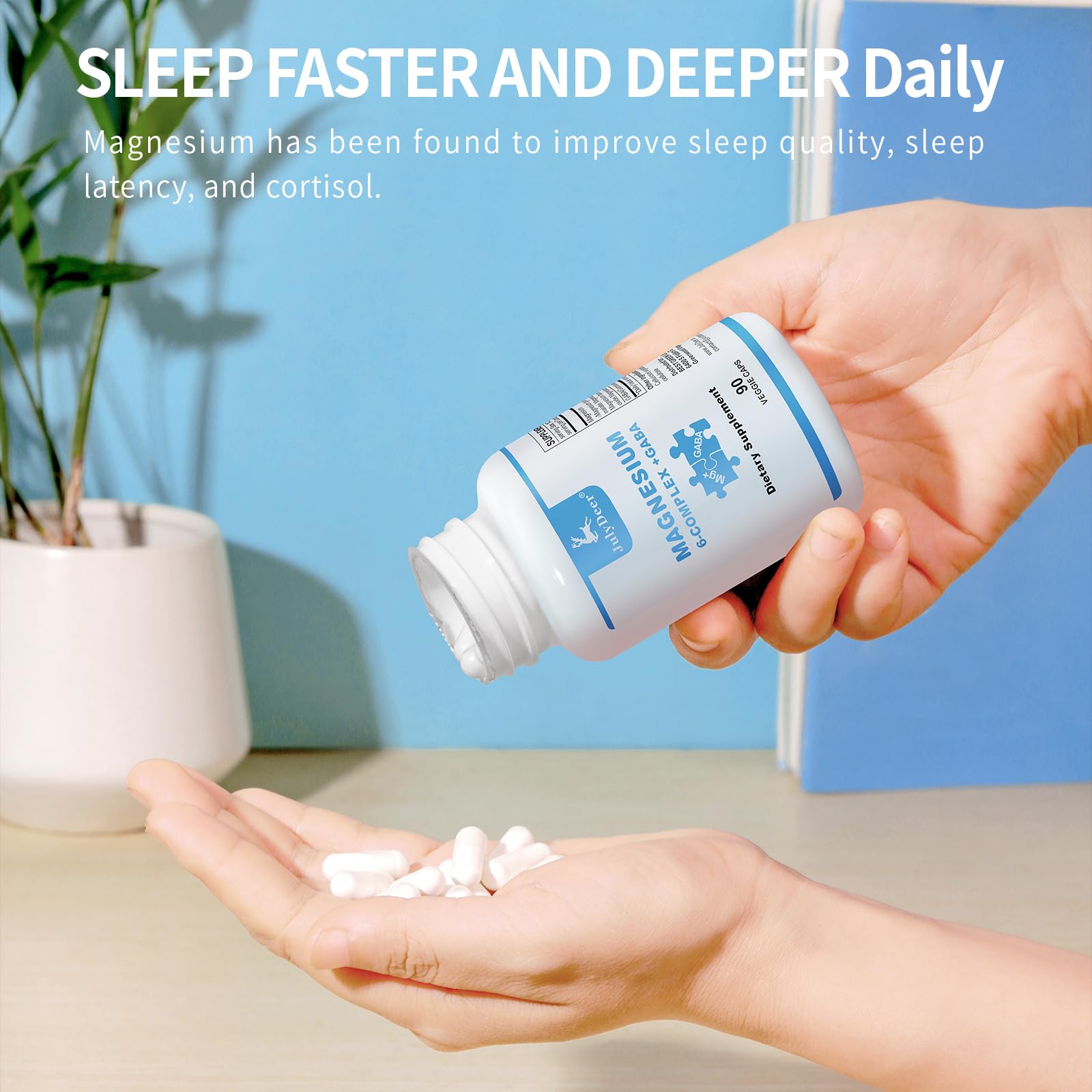 JulyDeer Sixfold Magnesium Complex | 350mg of Magnesium Glycinate, Malate, Citrate, Taurine, Oxide, Mg+ for Muscles,Nerves,& Energy, GABA Sleep Support | High Absorption | Vegan | 90 Capsules - Maple Wellness Supplements