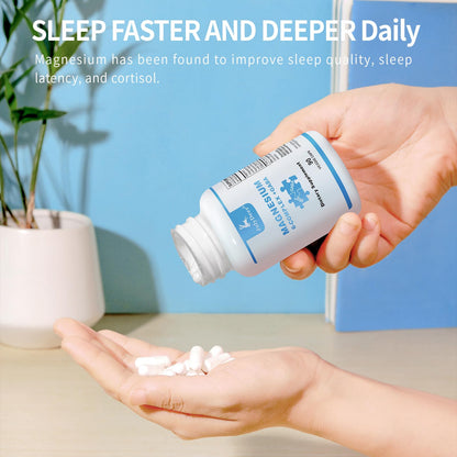 JulyDeer Sixfold Magnesium Complex | 350mg of Magnesium Glycinate, Malate, Citrate, Taurine, Oxide, Mg+ for Muscles,Nerves,& Energy, GABA Sleep Support | High Absorption | Vegan | 90 Capsules - Maple Wellness Supplements