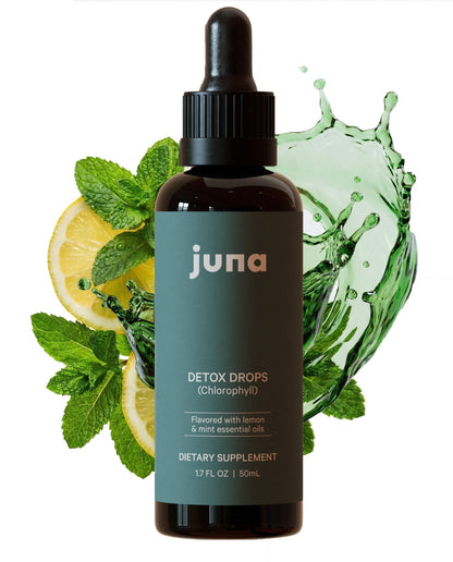 Juna Detox Chlorophyll Drops — Daily Wellness & Detox Support | Lemon Mint Spa Water Taste | Supports Cellular Health, Cleanse - Maple Wellness Supplements