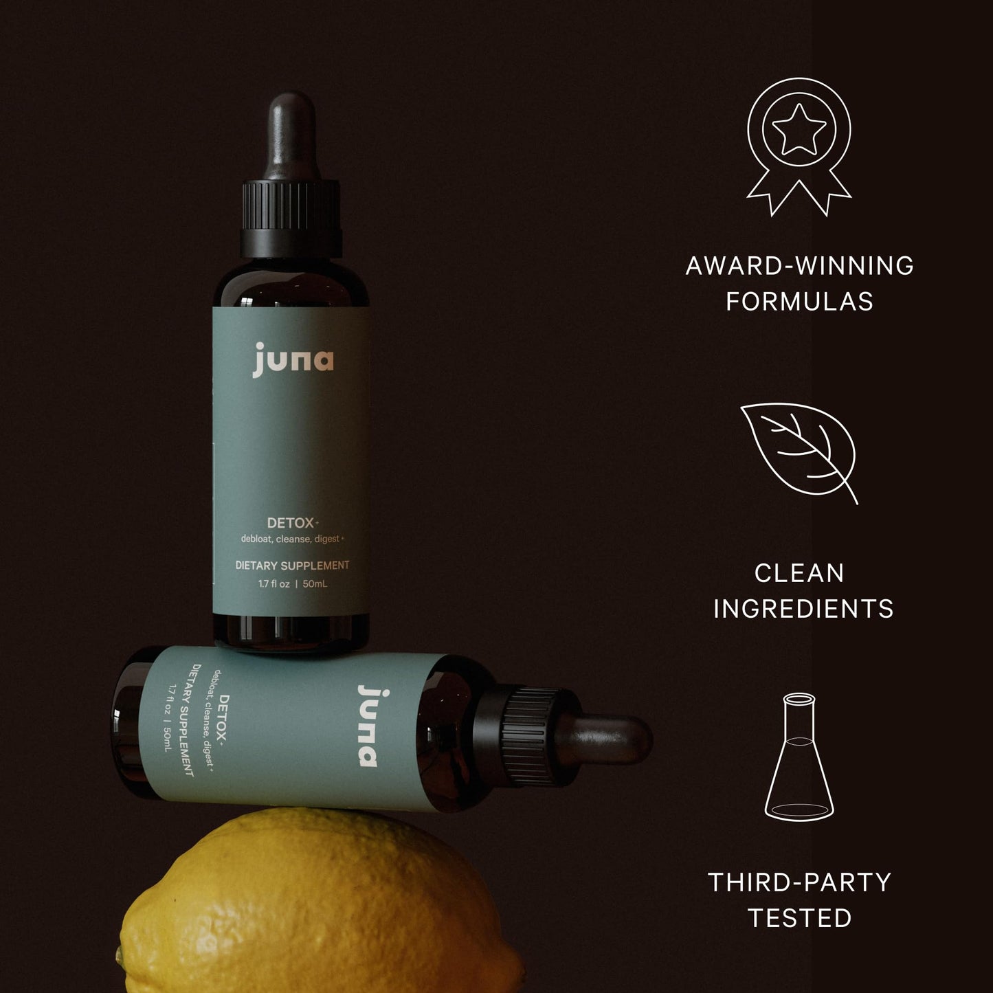 Juna Detox Chlorophyll Drops — Daily Wellness & Detox Support | Lemon Mint Spa Water Taste | Supports Cellular Health, Cleanse - Maple Wellness Supplements