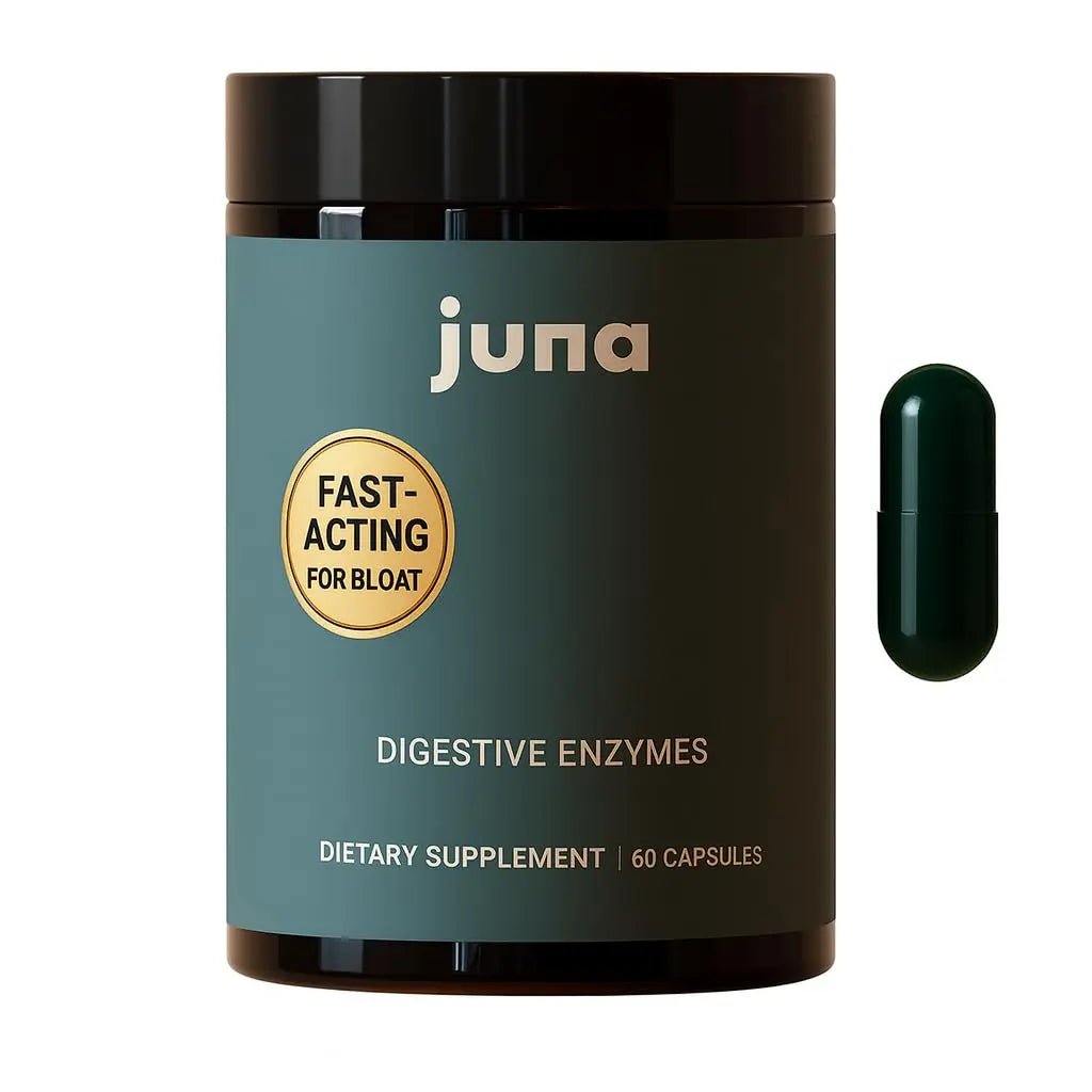 Juna Digestive Enzymes + Probiotic — 3-in-1 Daily Gut Support for Bloat Relief, Smooth Digestion & Microbiome Balance | 15 Enzymes, 5 Probiotics, 8 Botanicals | Vegan, 3rd-Party Tested | 60 Capsules - Maple Wellness Supplements