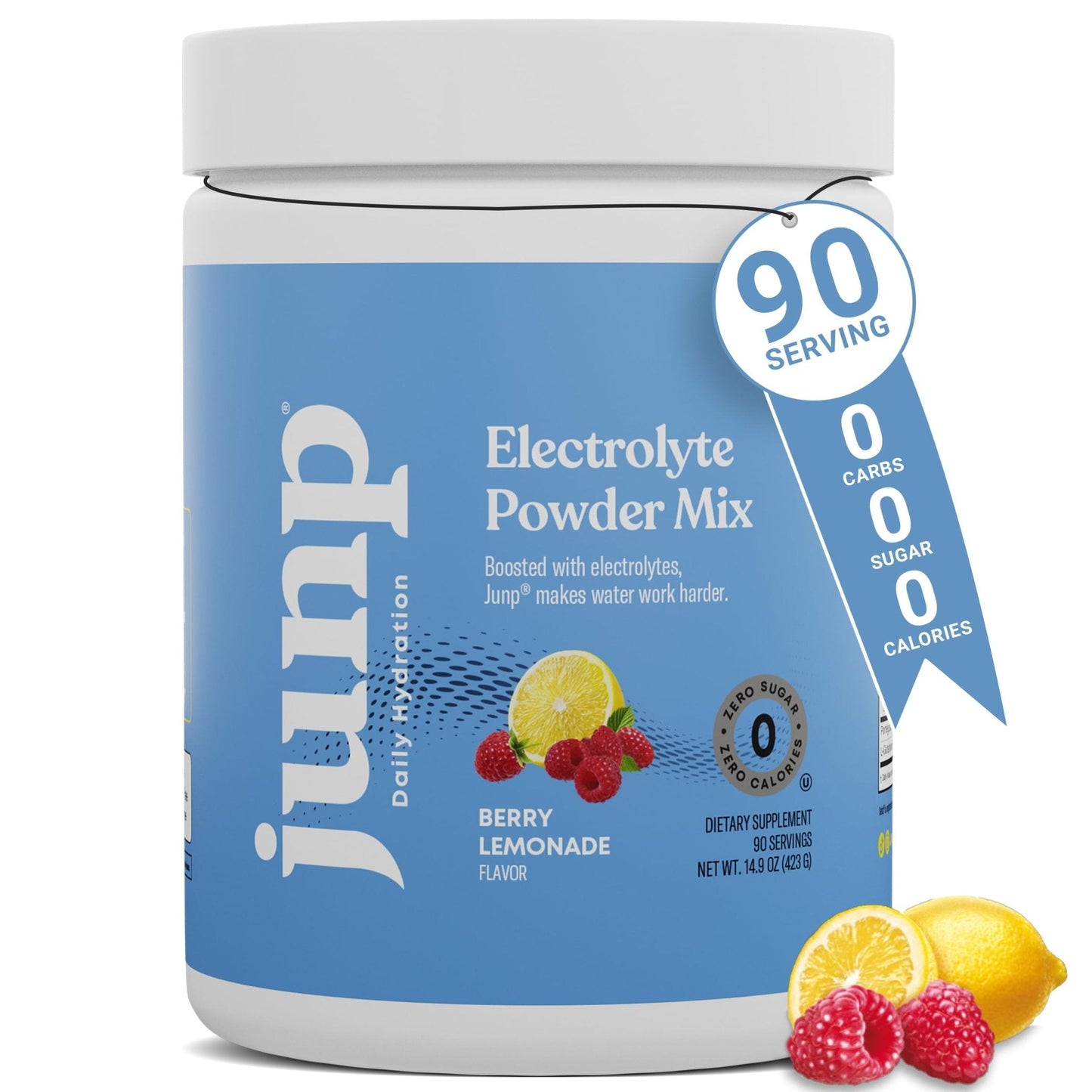 JUNP Electrolytes Powder No Sugar No Carbs – Berry Lemonade Keto Electrolyte Drink Mix - Potassium & Salt Hydration Powder Electrolytes - Zero Calorie Sugar Free Electrolyte Powder, 90 Servings - Maple Wellness Supplements