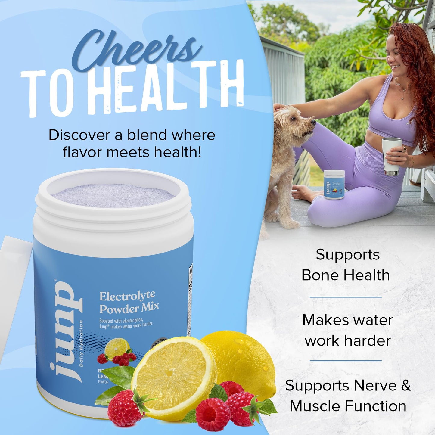 JUNP Electrolytes Powder No Sugar No Carbs – Berry Lemonade Keto Electrolyte Drink Mix - Potassium & Salt Hydration Powder Electrolytes - Zero Calorie Sugar Free Electrolyte Powder, 90 Servings - Maple Wellness Supplements