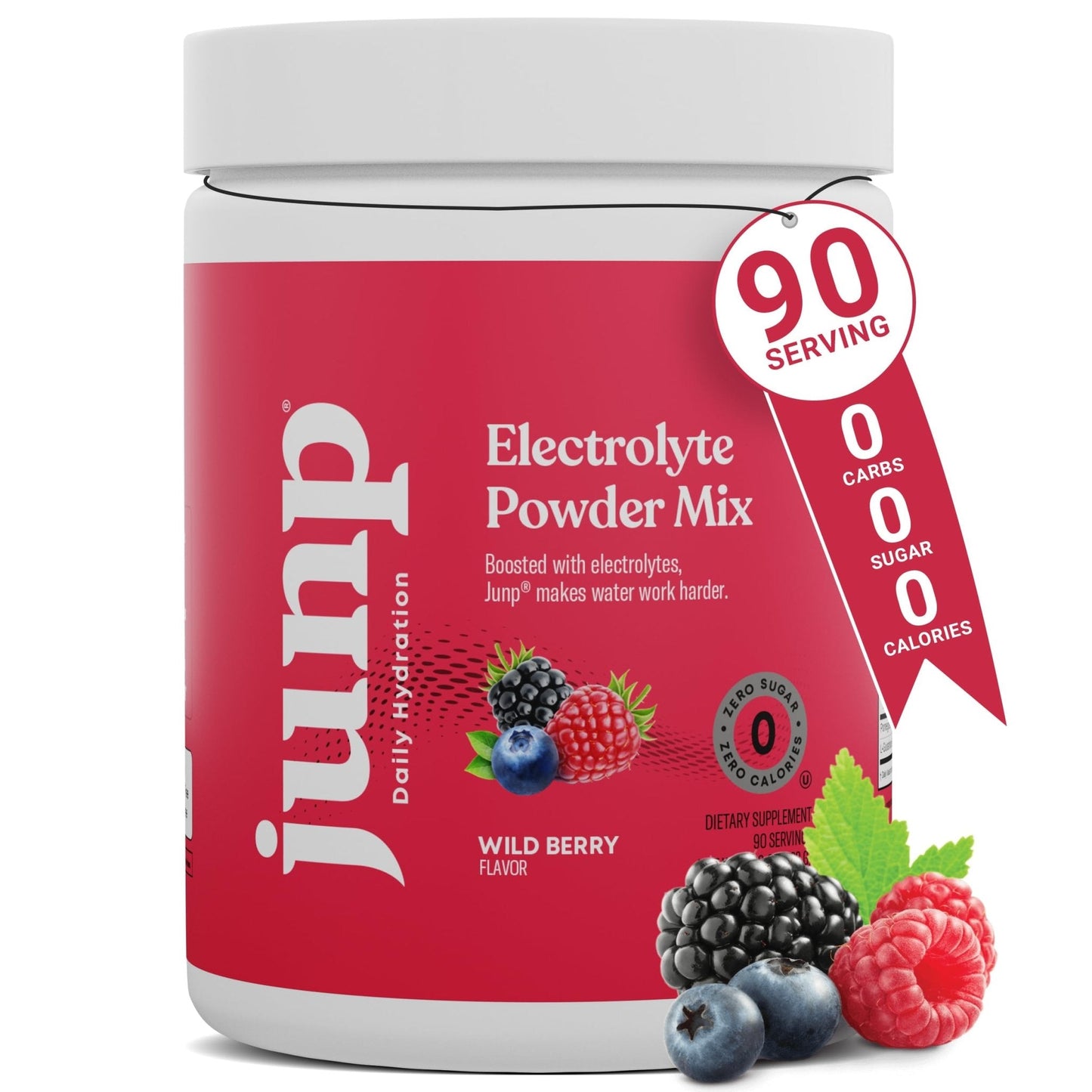 JUNP Electrolytes Powder No Sugar No Carbs, Wild Berry Fruit Flavor Keto Electrolyte Drink Mix - Potassium & Salt Hydration Powder Electrolytes, Zero Calorie Sugar Free Electrolyte Powder, 90 Servings - Maple Wellness Supplements