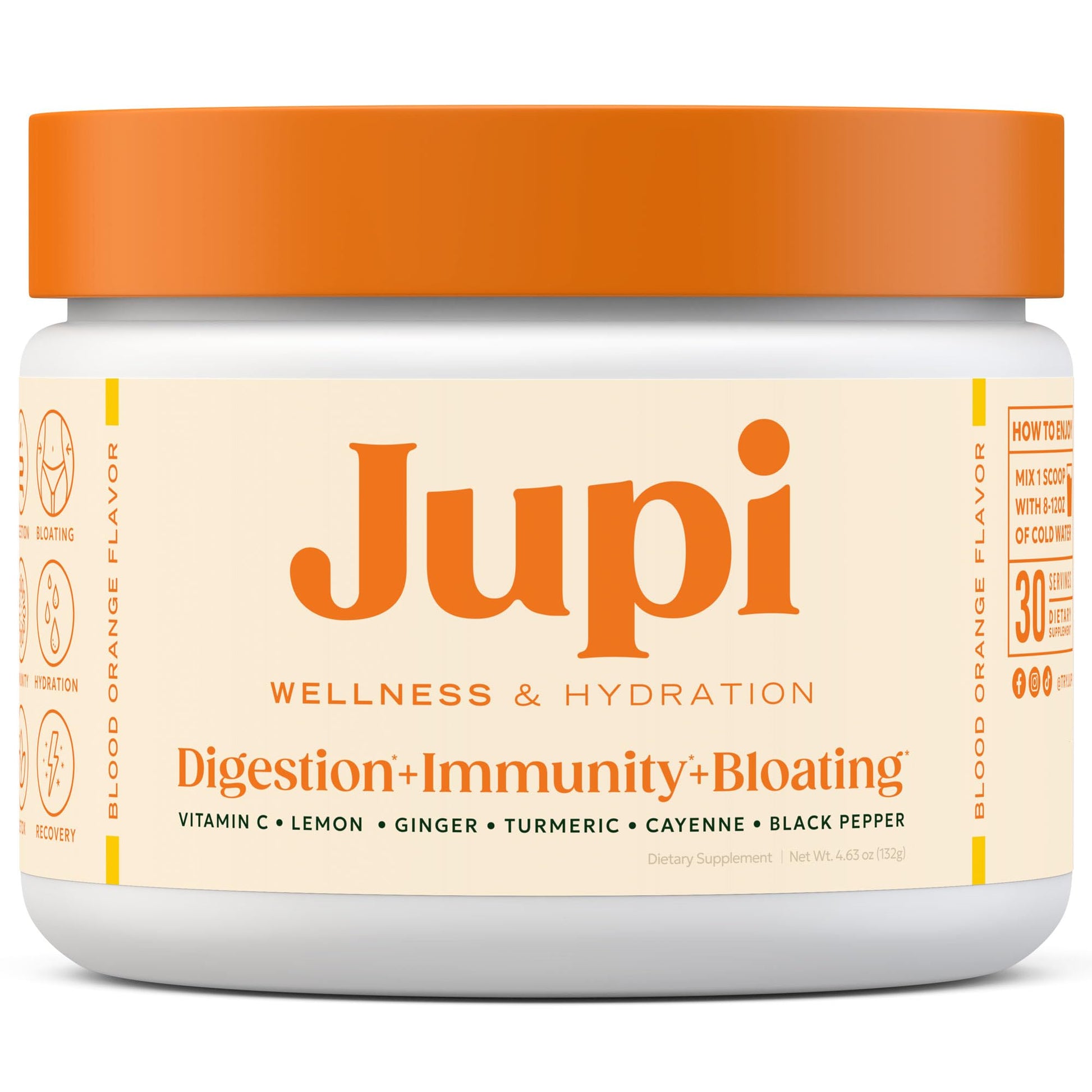 Jupi Hydration & Wellness Powder – Turmeric & Ginger shots, Vitamin C Supplement for Energy, Immune Support & Digestive Health – Vegan, Gluten-Free Drink Mix - Maple Wellness Supplements