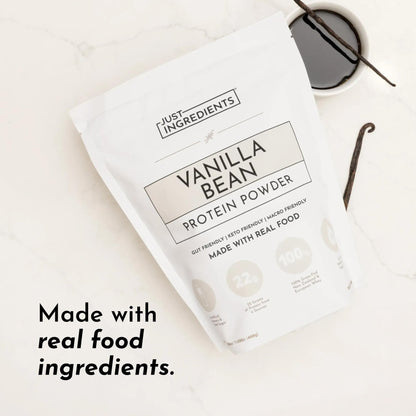 JUST INGREDIENTS Vanilla Protein Powder - Grass-Fed Whey Blend, Organic, Gluten Free, Dairy Free, Soy Free - 15 Servings, 22g Protein - Maple Wellness Supplements