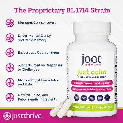 Just Thrive - Just Calm - Cortisol Manager - Calming, Memory, and Mood Support Supplement - Vegan, 30 Calm Capsules - Maple Wellness Supplements