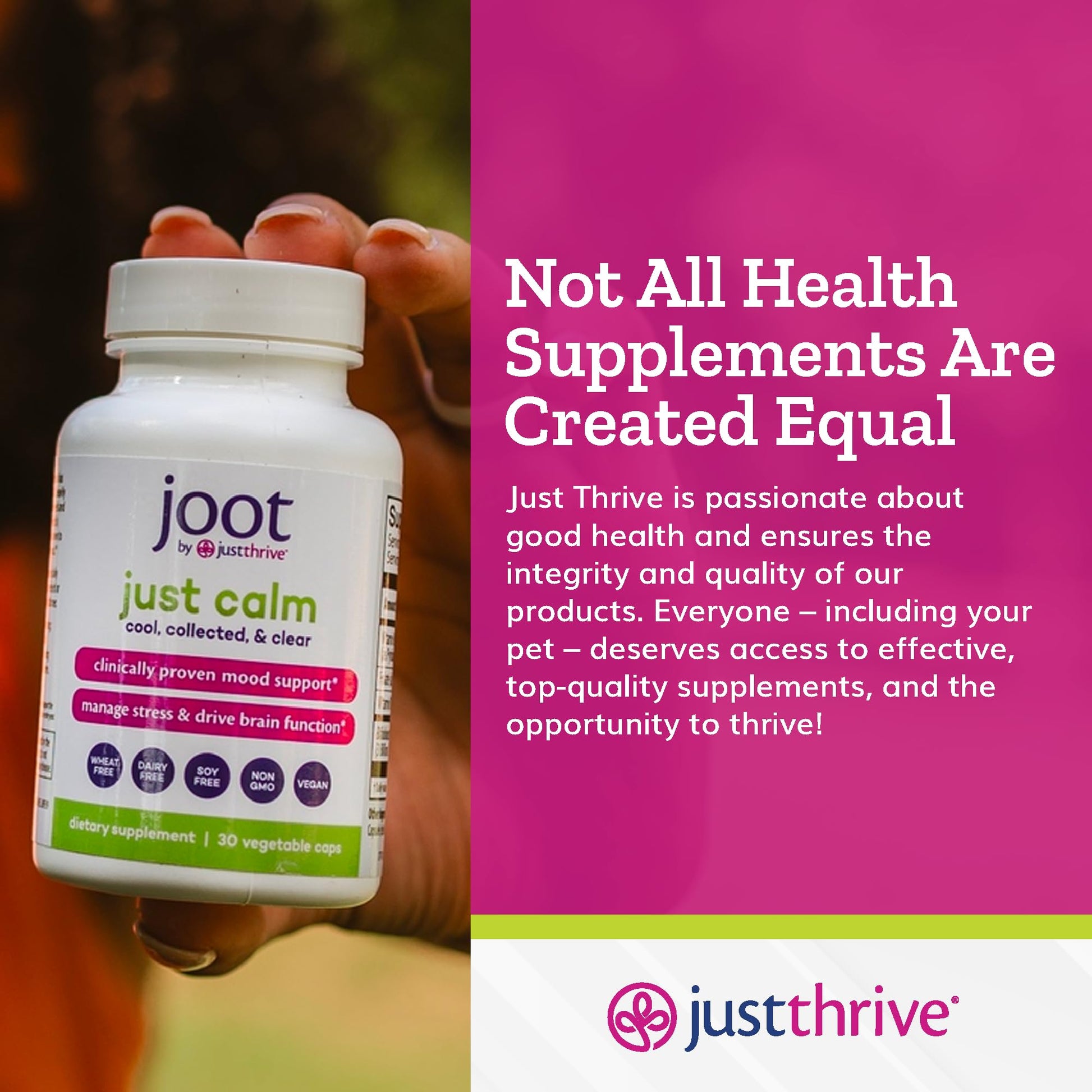 Just Thrive - Just Calm - Cortisol Manager - Calming, Memory, and Mood Support Supplement - Vegan, 30 Calm Capsules - Maple Wellness Supplements