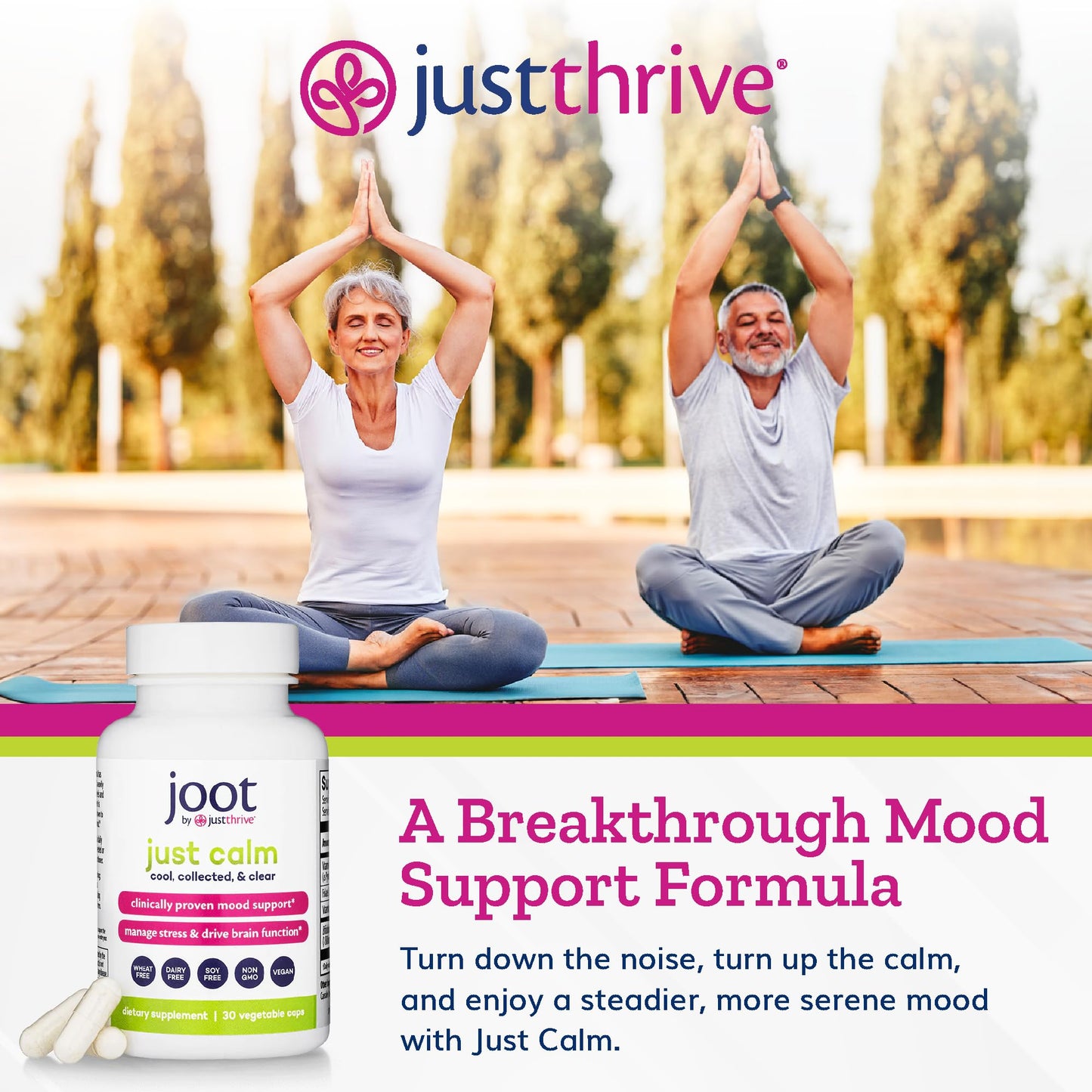 Just Thrive - Just Calm - Cortisol Manager - Calming, Memory, and Mood Support Supplement - Vegan, 30 Calm Capsules - Maple Wellness Supplements