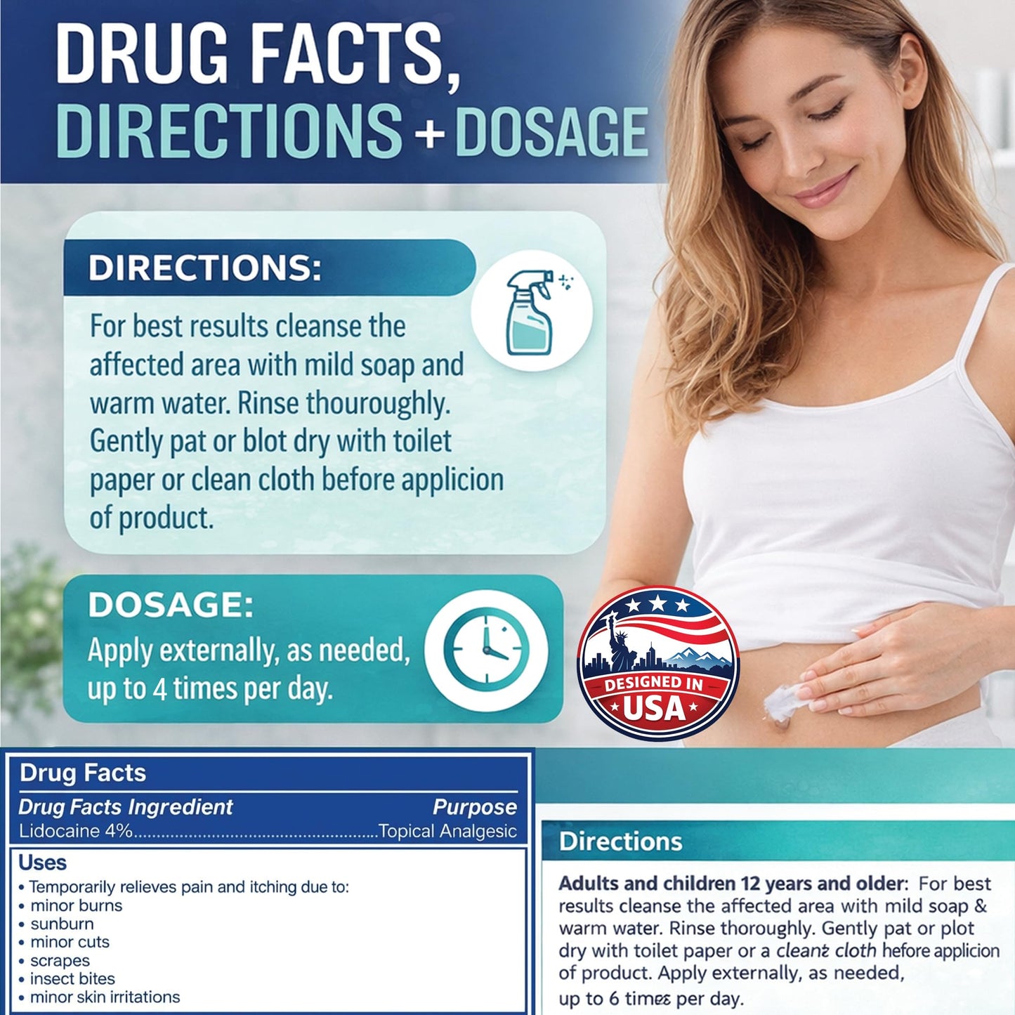 JustHeal RX Lidocaine Cream for Hemorrhoids | 2 OZ Tube – Fast-Acting 4% Lidocaine Numbing Cream & Topical Analgesic Cream for Anorectal Itch Relief | OTC Lidocaine Cream Maximum Strength - Maple Wellness Supplements