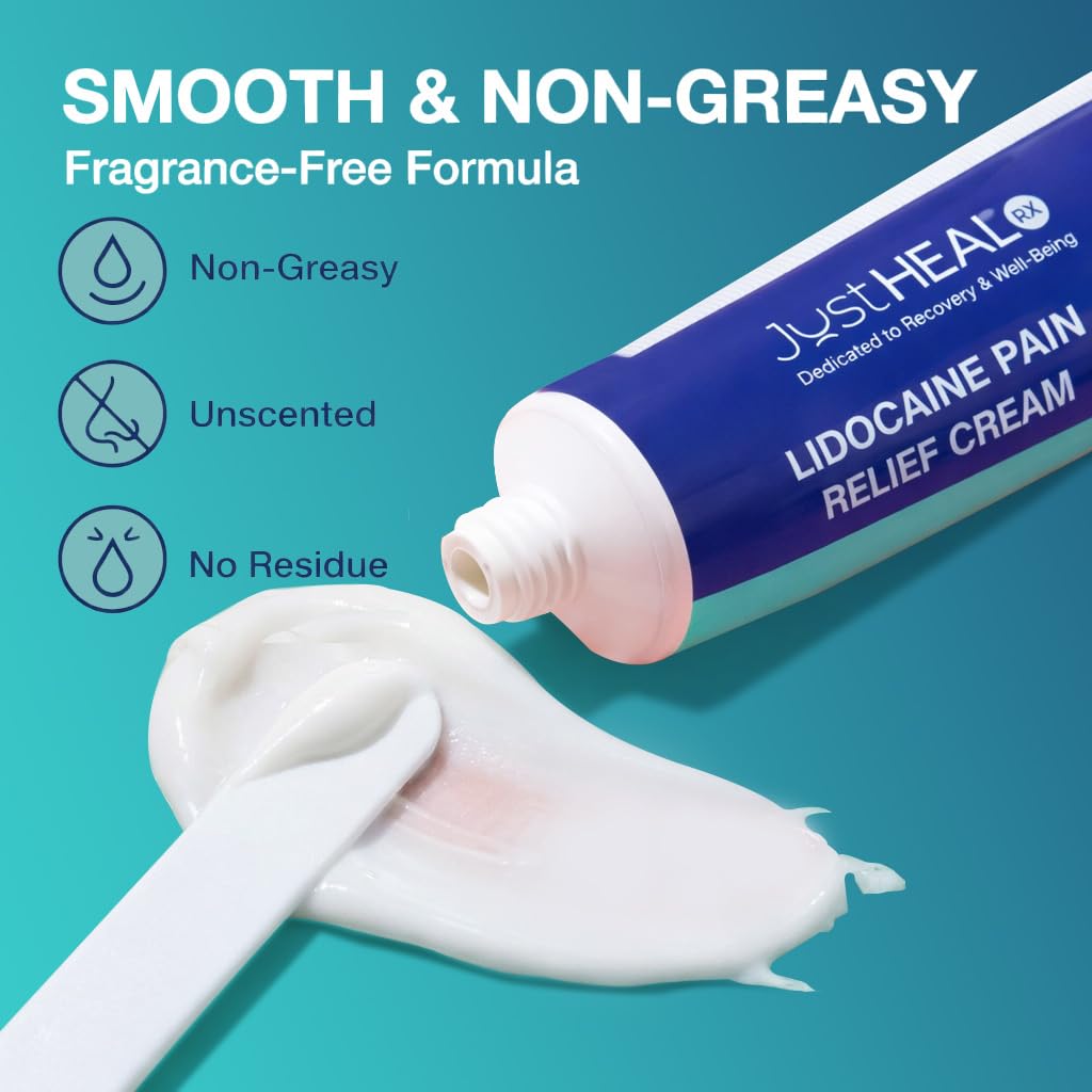 JustHeal RX Lidocaine Cream for Hemorrhoids | 2 OZ Tube – Fast-Acting 4% Lidocaine Numbing Cream & Topical Analgesic Cream for Anorectal Itch Relief | OTC Lidocaine Cream Maximum Strength - Maple Wellness Supplements