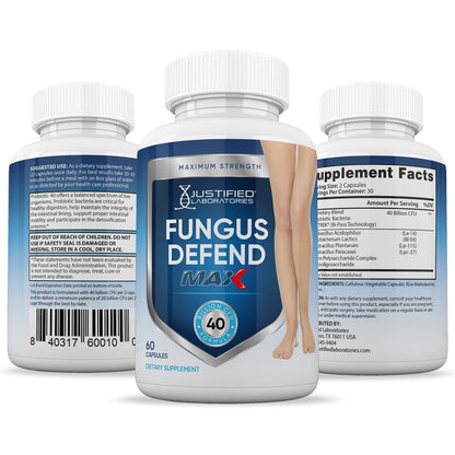 Justified Laboratories (3 Pack) Fungus Defend Max Pills 40 Billion CFU Probiotic 180 Capsules - Maple Wellness Supplements