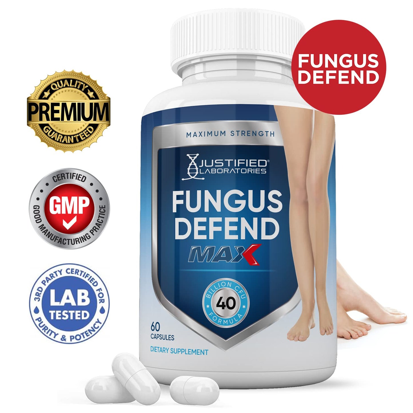 Justified Laboratories (3 Pack) Fungus Defend Max Pills 40 Billion CFU Probiotic 180 Capsules - Maple Wellness Supplements