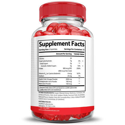 Justified Laboratories (5 Pack) Vital Pump XL Extreme 2000MG Performance Gummies Vital PumpXL Advanced Formula Formulated with Beet Juice ACV Pomegranate Powder B12 Vegan Non GMO 300 Gummys - Maple Wellness Supplements