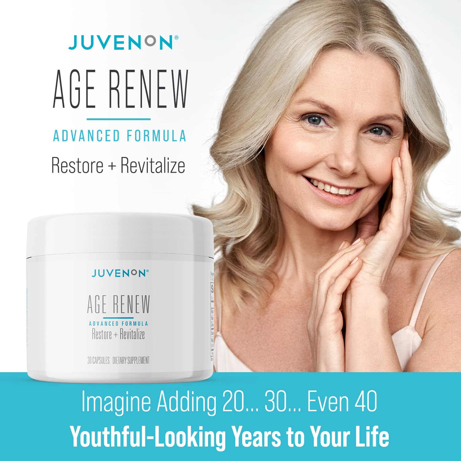 Juvenon AgeRenew Beta Glucan Anti Aging Immunity Support Supplement, Beta Glucan with Zinc Quercetin for Immune Defense Boost - Maple Wellness Supplements