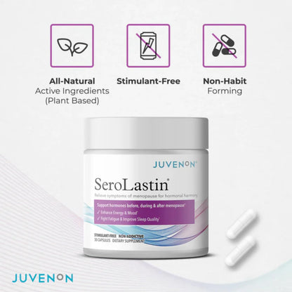 Juvenon Menopause Supplements for Women Mood Support, Hot Flashes Relief, Peri-Menopausal Support, Hormone Balance, Promote Calm, Energy, Clarity, Sleep, Natural Herbal Supplement, (30 Capsules) - Maple Wellness Supplements