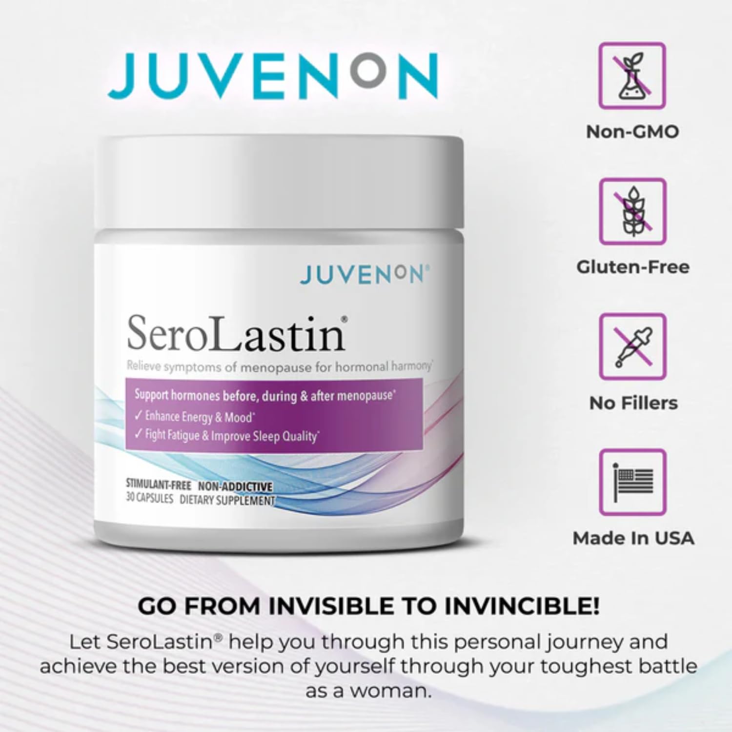 Juvenon Menopause Supplements for Women Mood Support, Hot Flashes Relief, Peri-Menopausal Support, Hormone Balance, Promote Calm, Energy, Clarity, Sleep, Natural Herbal Supplement, (30 Capsules) - Maple Wellness Supplements
