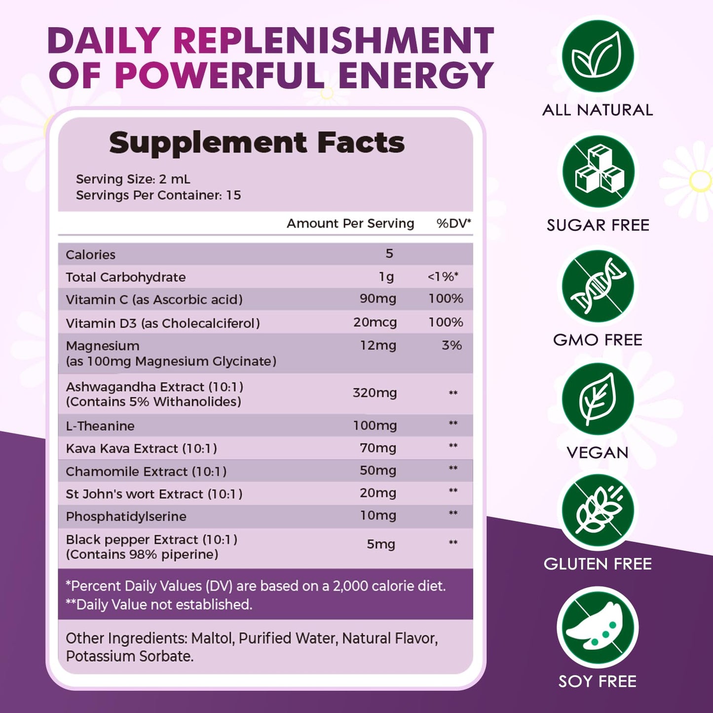 JUYIHEAL Cortisol Supplements, 10 in 1 Cortisol Detox Manager Reducer Hormone Balance Liquid Drops with Ashwagandha, Magnesium, L-theanine - Maple Wellness Supplements
