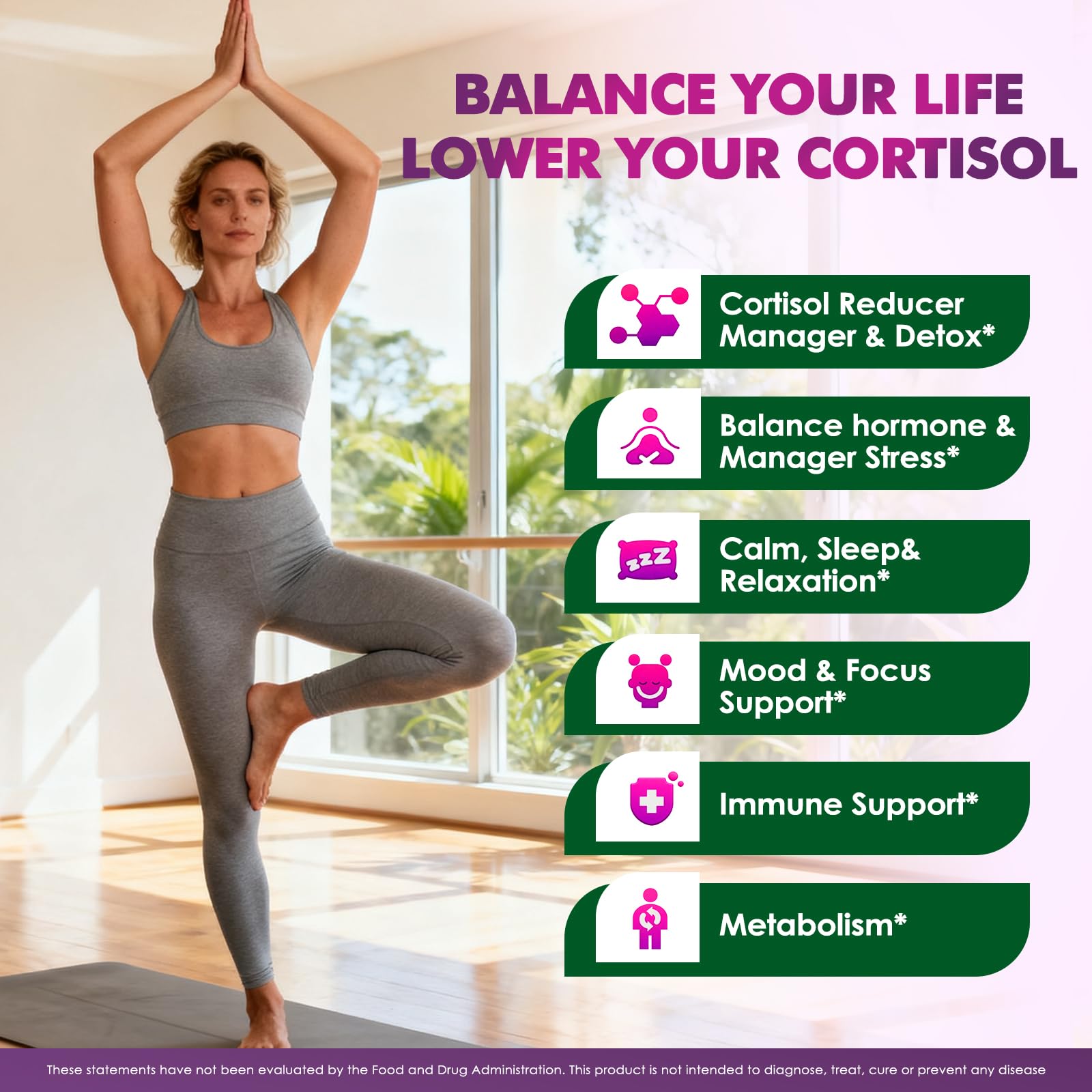 JUYIHEAL Cortisol Supplements, 10 in 1 Cortisol Detox Manager Reducer Hormone Balance Liquid Drops with Ashwagandha, Magnesium, L-theanine - Maple Wellness Supplements