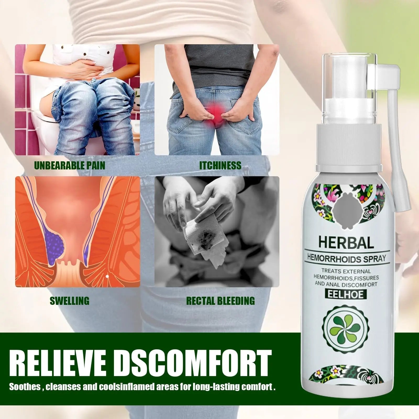 Juztec Hemorrhoid Treatment - Fast Relief with Hemocare Herbal Hemorrhoids Spray & Analese Numb Cream (1 PCS) - Maple Wellness Supplements
